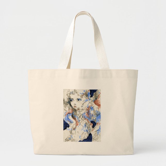 Seraph Ink Pen Drawing Large Tote Bag (Front)
