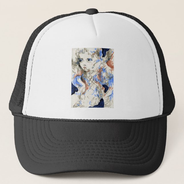 Seraph Ink Pen Drawing Trucker Hat (Front)