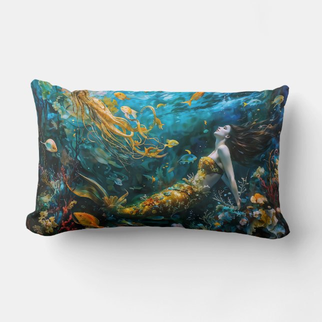 “Seraphina” – Beautiful Mystical Mermaid Lumbar Cushion (Front)