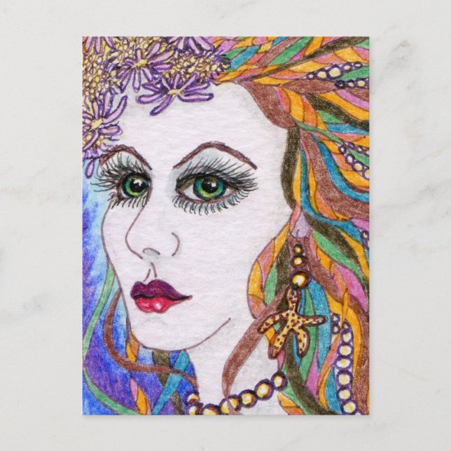 Seraphina, Mermaid Portrait Goddess Postcard (Front)