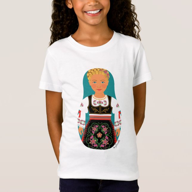 Serb Blonde Matryoshka Girls' T-Shirt (Front)