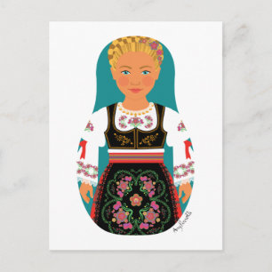 Serb Blonde Matryoshka Postcard
