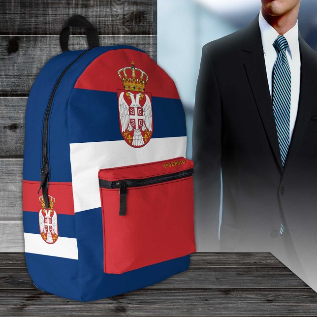 Serbia backpack, Blue patriotic, Serbian Flag Printed Backpack (Creator Uploaded)