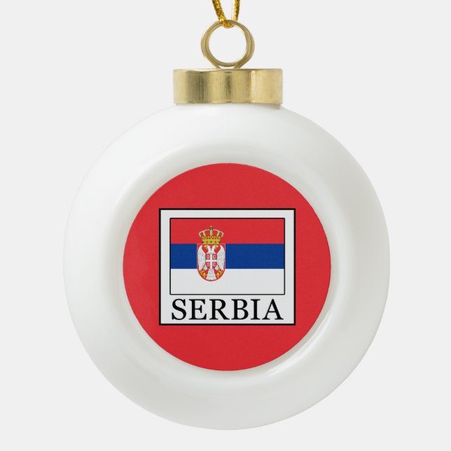 Serbia Ceramic Ball Christmas Ornament (Front)