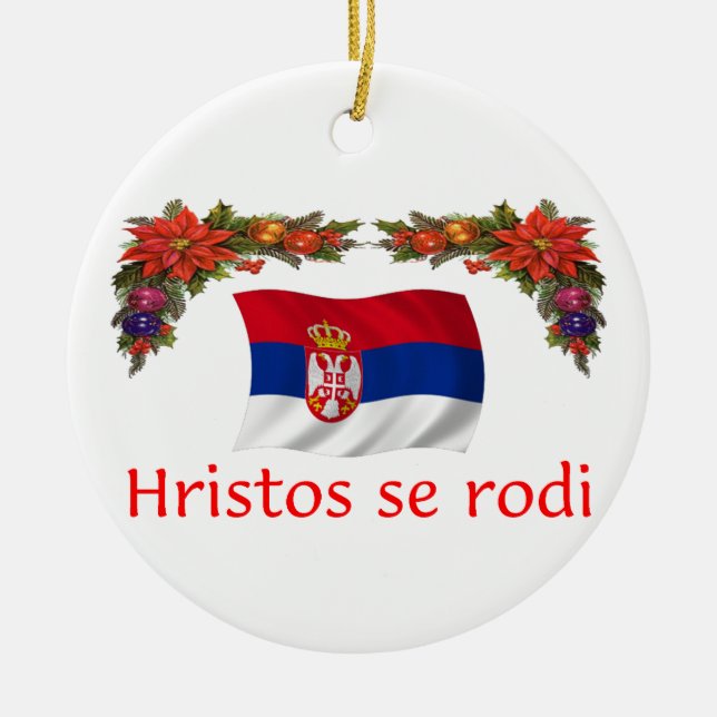 Serbia Christmas Ceramic Tree Decoration (Front)