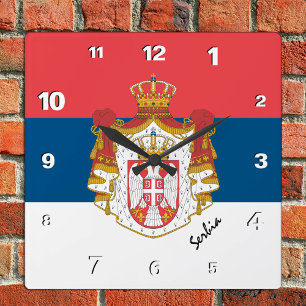 Serbia Clock, patriotic home, Serbian Flag Square Wall Clock