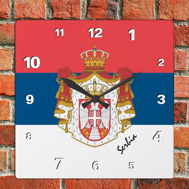Serbia Clock, patriotic home, Serbian Flag Square Wall Clock (Creator Uploaded)