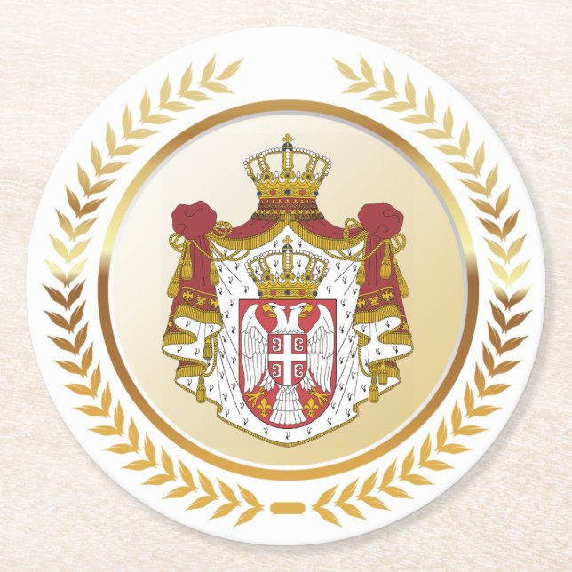 Serbia Coat of Arms Round Paper Coaster (Front)
