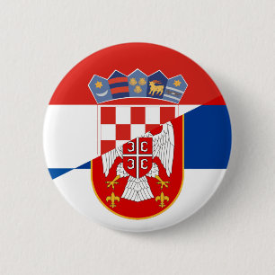 serbia croatia flag country half symbol 6 cm round badge