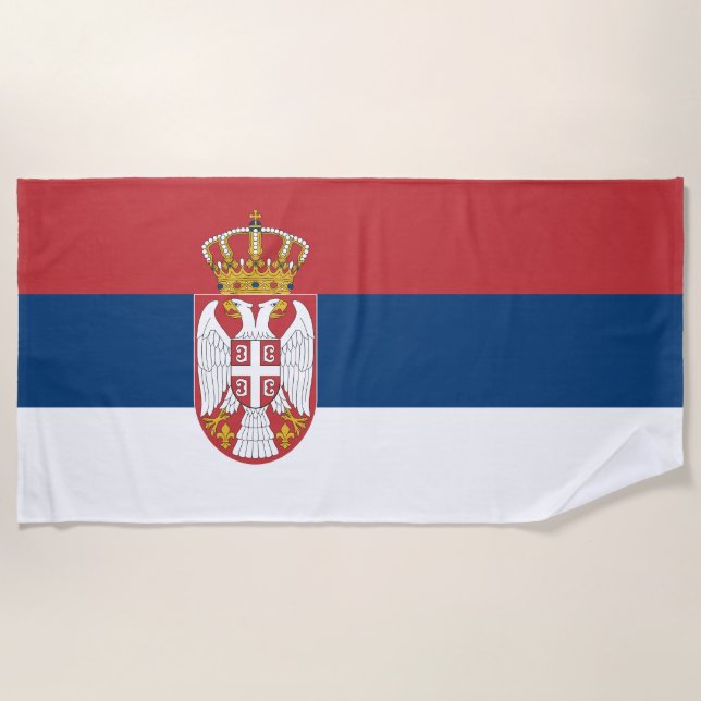 Serbia Flag Beach Towel (Front)