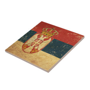Serbia Flag Ceramic Tile
