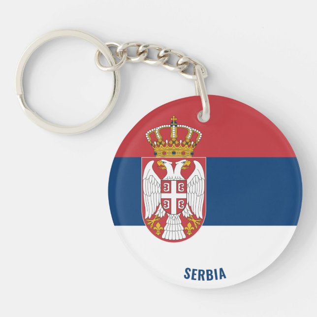 Serbia Flag Charming Patriotic Key Ring (Front)