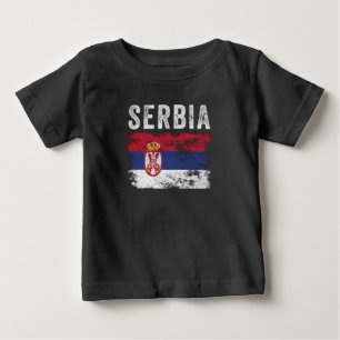 Serbia Flag Distressed - Serbian Flag Baby T-Shirt