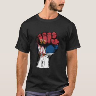 Serbia Flag Handfist Power Serbian Roots Serbian P T-Shirt