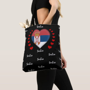 Serbia Flag & Heart, Serbian Flag fashion /sport Tote Bag