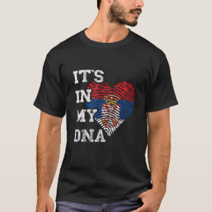 Serbia Flag It's In My DNA Heart Thumbmark Serbian T-Shirt