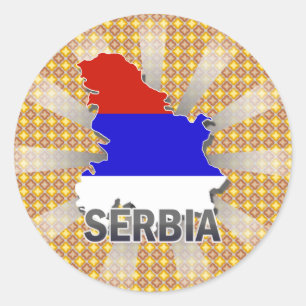 Serbia Flag Map 2.0 Classic Round Sticker