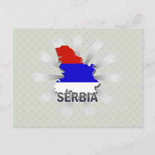Serbia Flag Map 2.0 Postcard