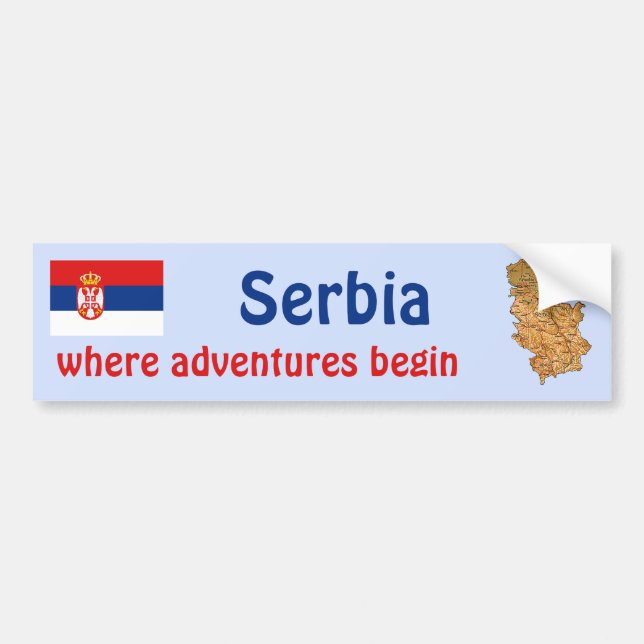 Serbia Flag + Map Bumper Sticker (Front)