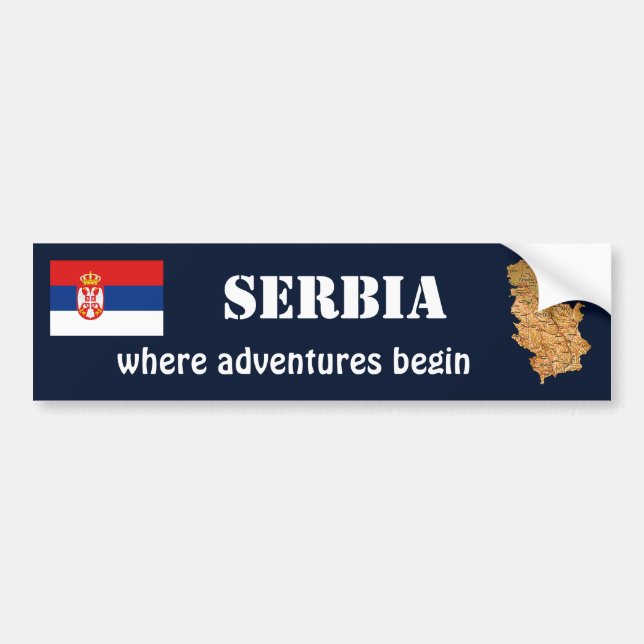 Serbia Flag + Map Bumper Sticker (Front)