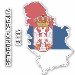 Serbia Flag Map Outline
