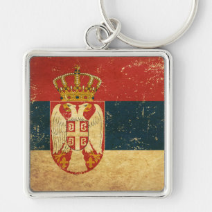 Serbia Flag Metal Keychain