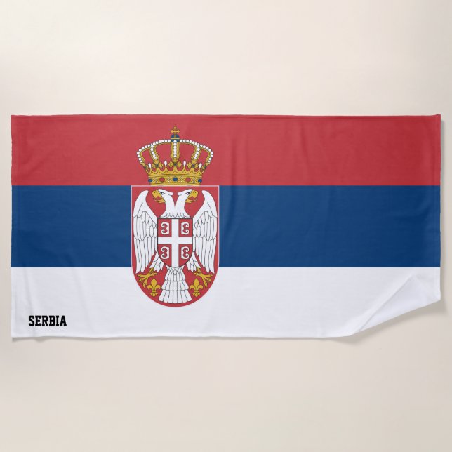 Serbia Flag Splendid Patriotic Beach Towel (Front)