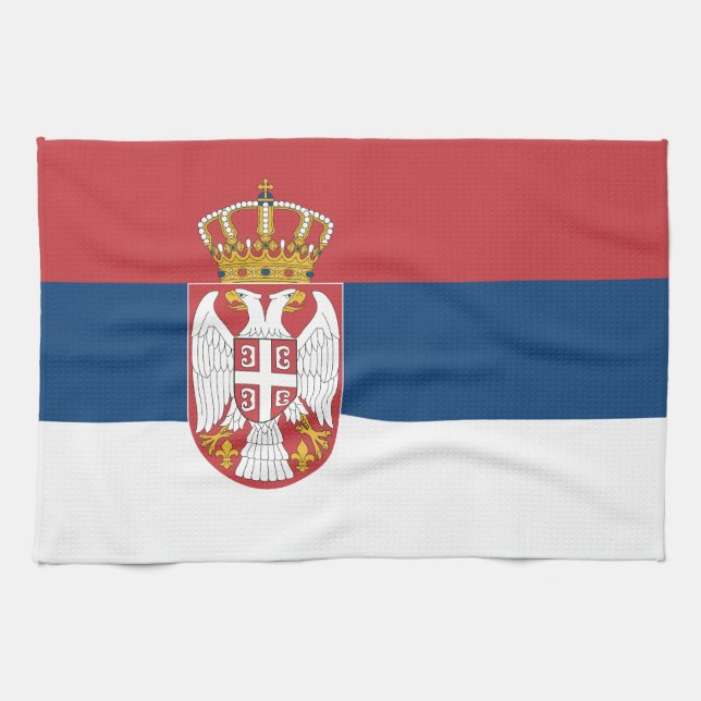 Serbia Flag Tea Towel (Horizontal)