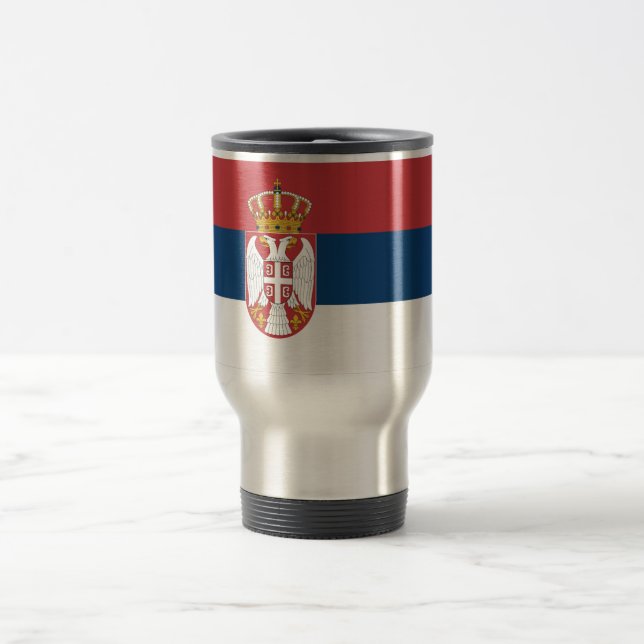 Serbia Flag Travel Mug (Center)