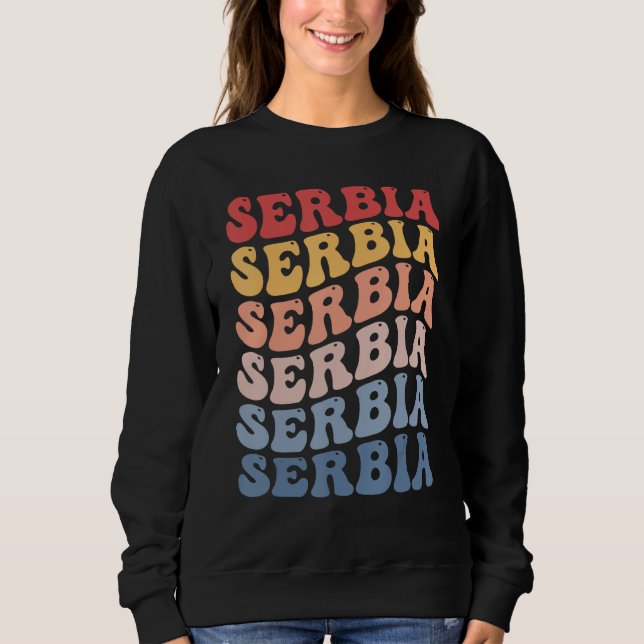 Serbia Groovy Retro Serbian Sweatshirt (Front)