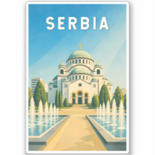Serbia Illustration Travel Art Vintage