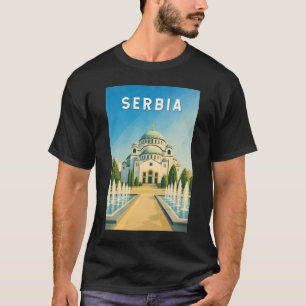Serbia Illustration Travel Art Vintage T-Shirt