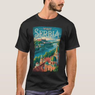 Serbia Landscape Illustration Travel Art Vintage T-Shirt