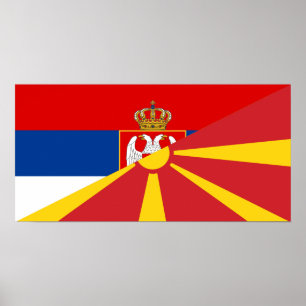 serbia macedonia flag country half symbol poster