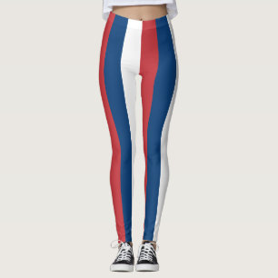 Serbia National Flag Colours Vertical Striped Leggings