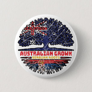 Serbia Serbian Australian Australia Tree Roots 6 Cm Round Badge