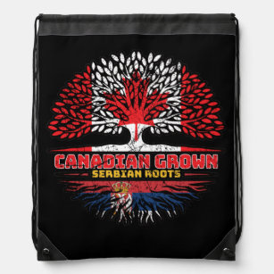 Serbia Serbian Canadian Canada Tree Roots Flag Drawstring Bag