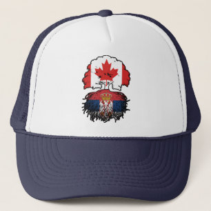 Serbia Serbian Canadian Canada Tree Roots Flag Trucker Hat