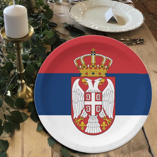 Serbia, Serbian Flag party, birthday /sport Paper Plate (Creator Uploaded)