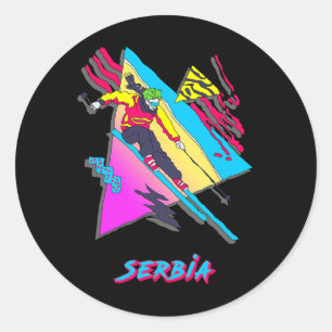 Serbia Skiing Ski Skier Graphic Art Mountain Sport Classic Round Sticker
