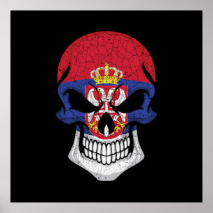 Serbia Smiling Skull Flag Poster