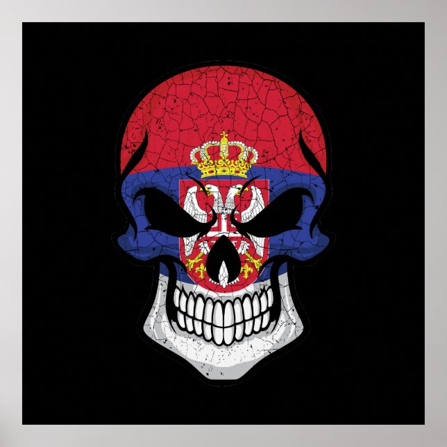 Serbia Smiling Skull Flag Poster (Front)