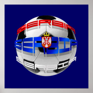 Serbia soccer ball flag of serbia worded art gifts poster