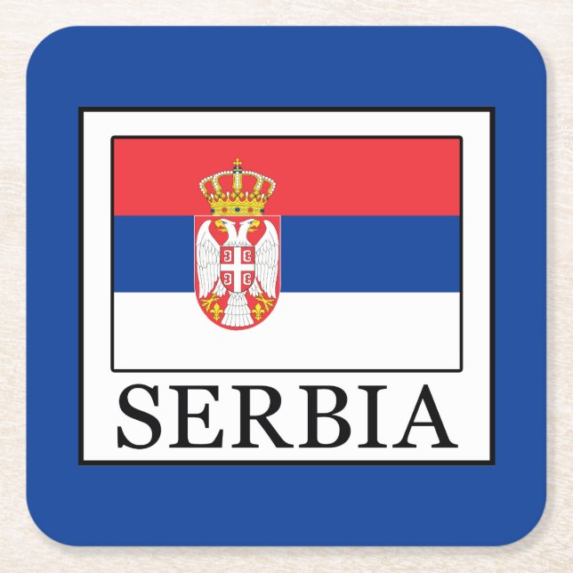 Serbia Square Paper Coaster (Front)