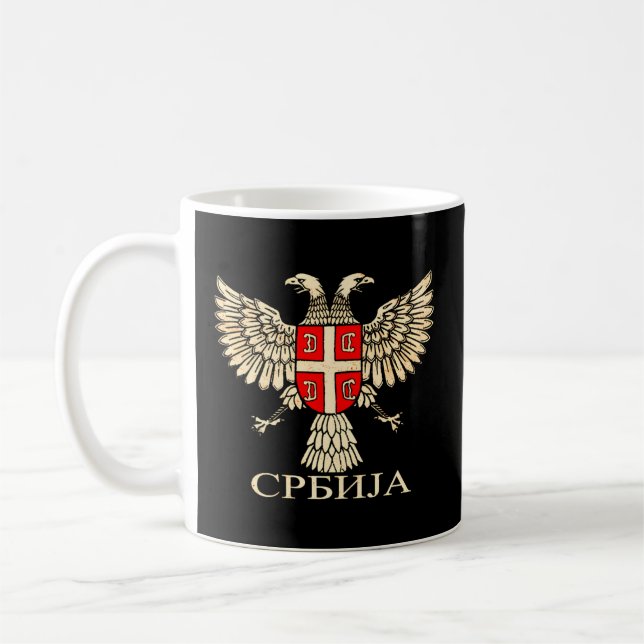 Serbia Srbija Serbian Serb Eagle Flag Cccc Cyrilli Coffee Mug (Left)