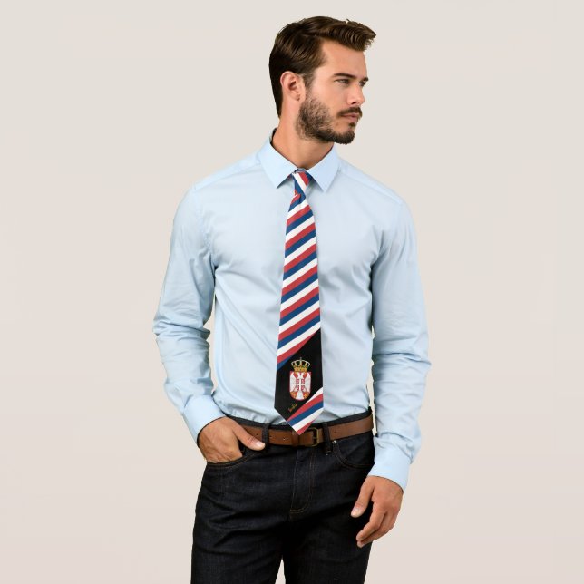 Serbia Stripes Tie, business Serbian Flag fashion Tie (In Situ)