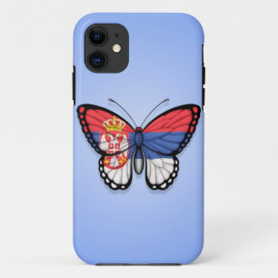 Serbian Butterfly Flag on Blue iPhone 11 Case