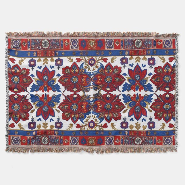 Serbian carpet pattern 8 throw blanket (Front)