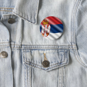 Serbian flag 6 cm round badge