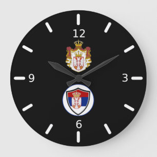 Serbian flag-coat arms large clock